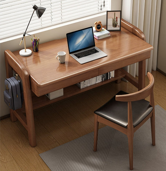 Desk with shelves and hooks
